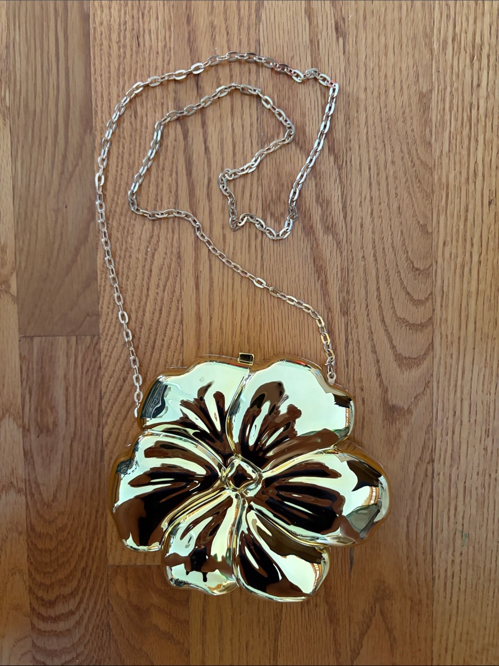 Gold Floral Evening Clutch with Chain Strap